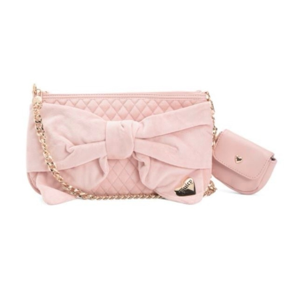 NWT Juicy Couture Tied With A Bow Shoulder Bag In Pink Diamond